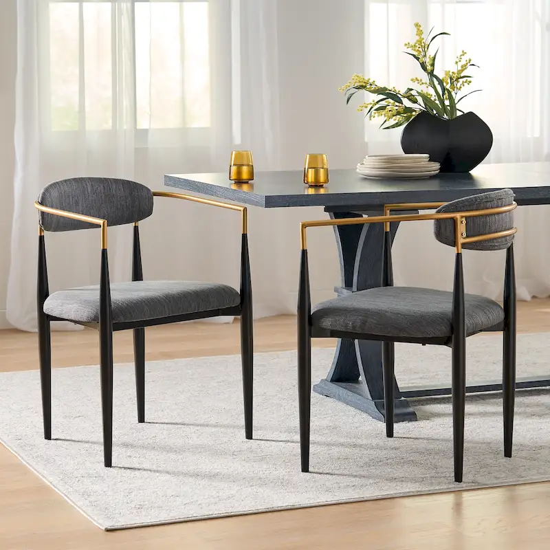 Modern Industrial Elmore Upholstered Dining Chairs with Iron Frame