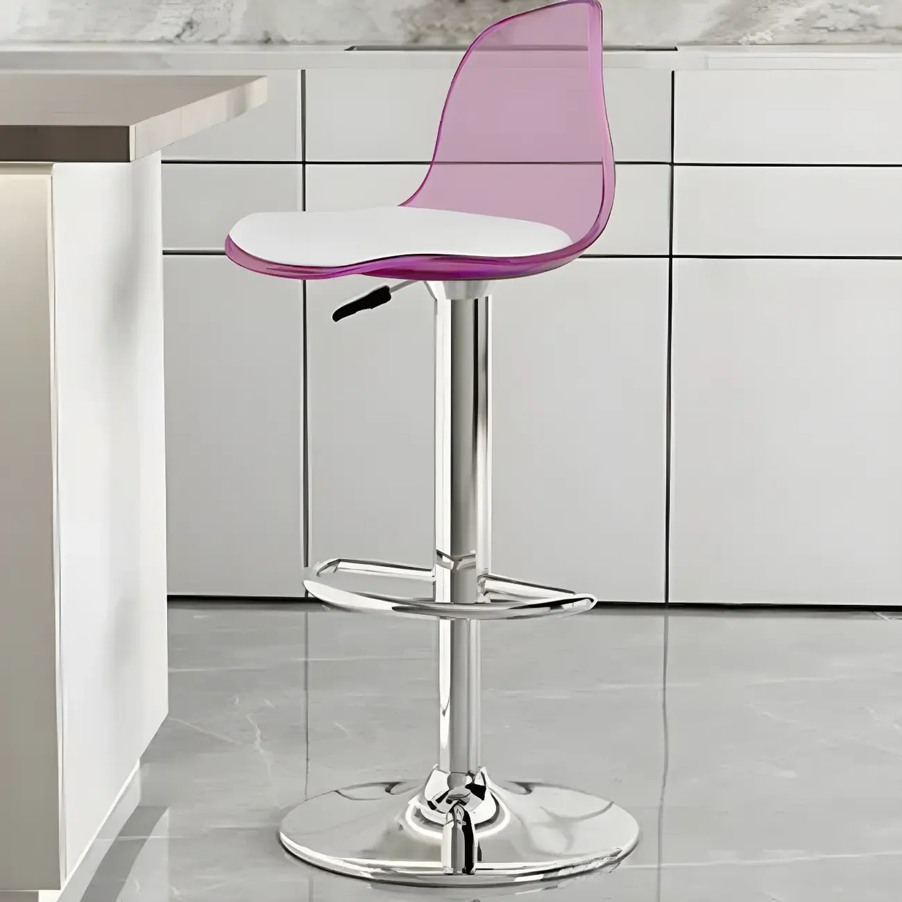 Modern Swivel Cushioned Acrylic Bar Stools with Backs