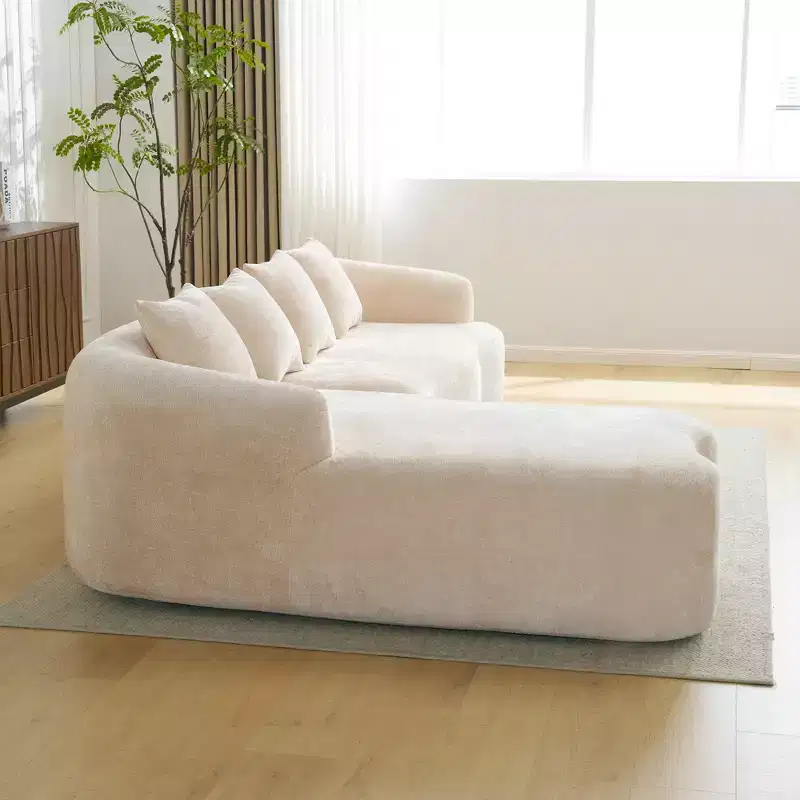 GDFStudio Belmont 104 Full Compression L-Shape Modular Chenille Upholstered Sectional Sofa