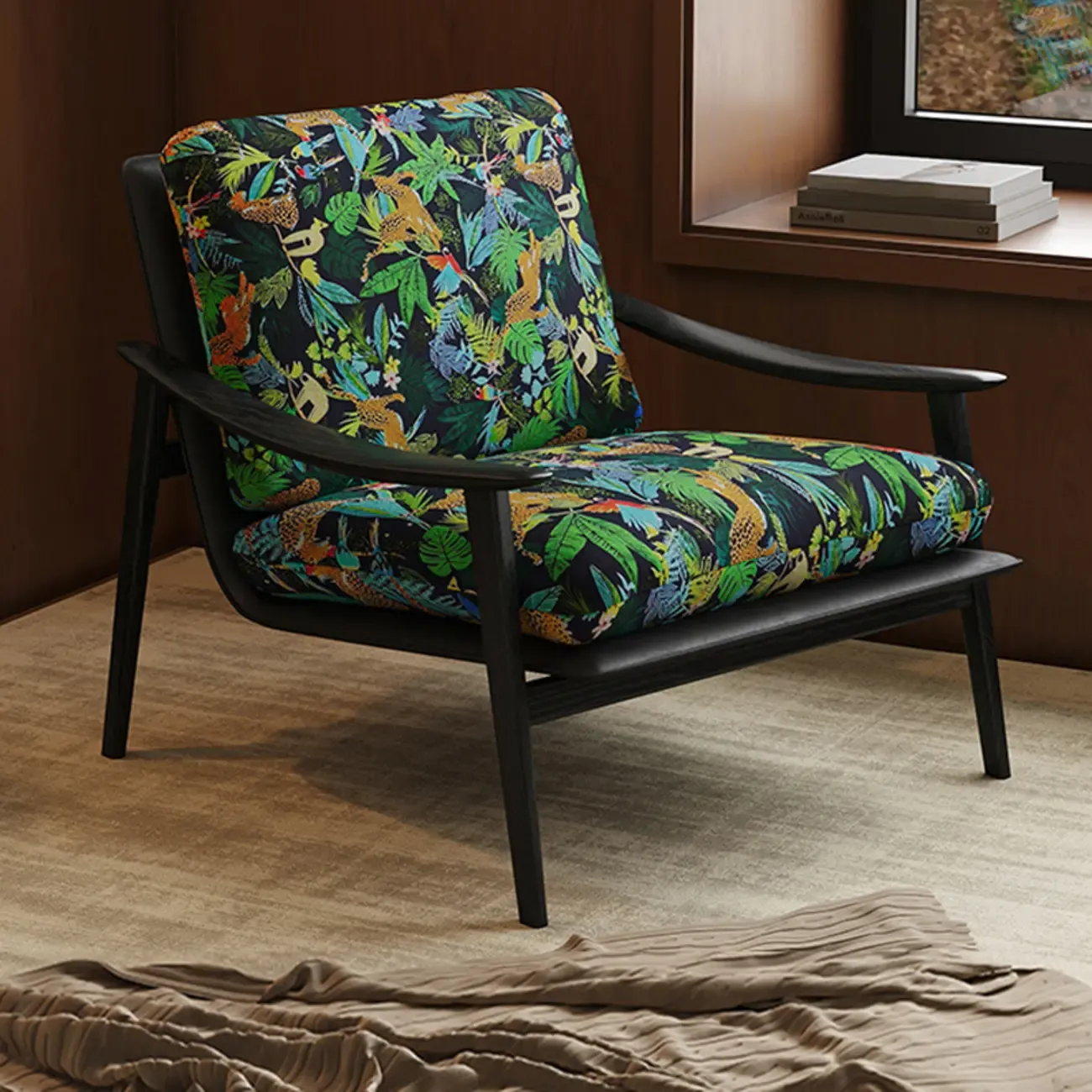 Jacquard Fabric Accent Chair for Living Rooms