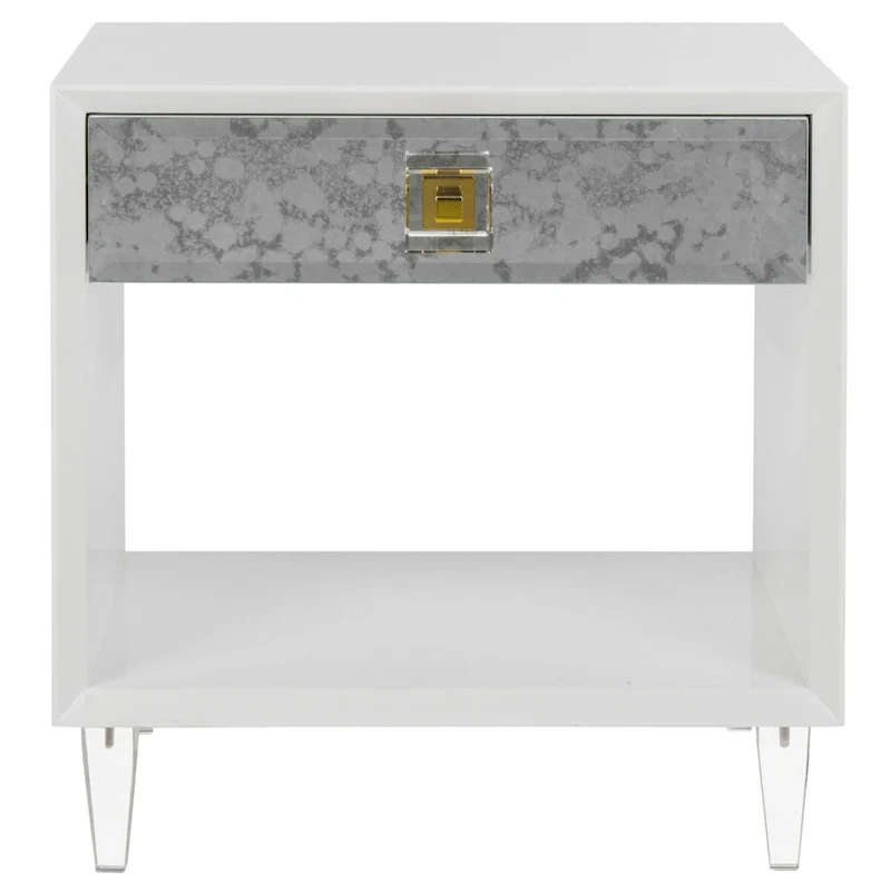 Couture Myrthe Eglomise Side Table- White - 24 W x 18 L x 25 H - 24Wx18Dx25H