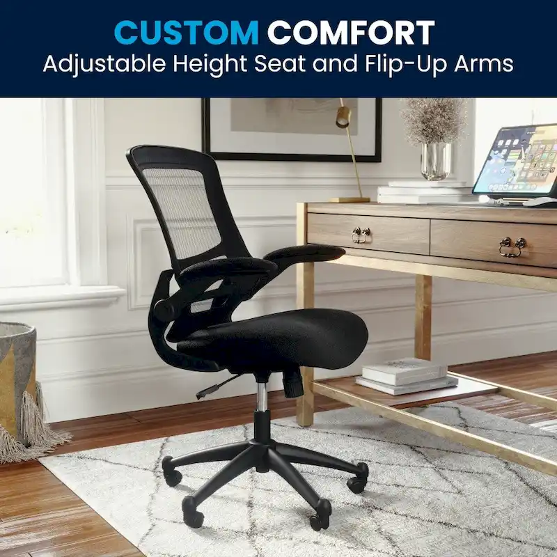 Mid-Back Mesh Swivel Ergonomic Task Office Chair with Flip-Up Arms