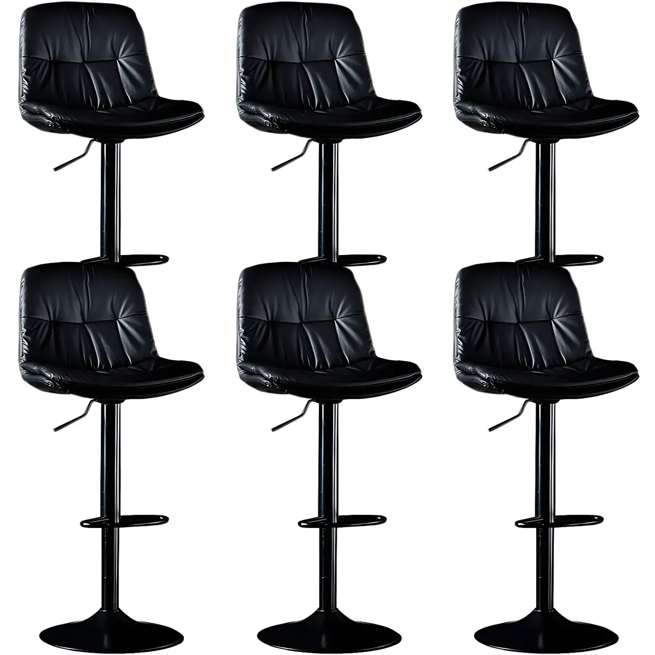 Adjustable Leather Low Back Swivel Bar Stool