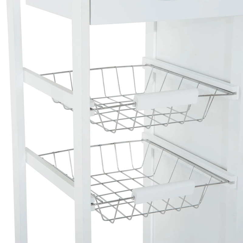 HOMCOM 28 White Rolling Kitchen Trolley Serving Cart
