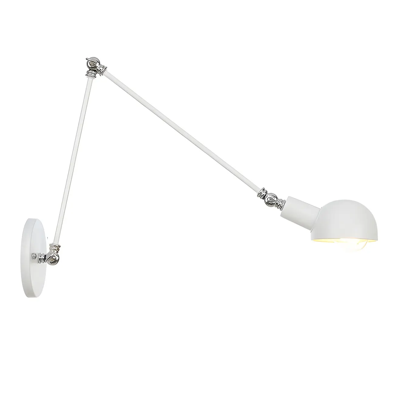 Gold and White Dome Swing Arm Wall Light