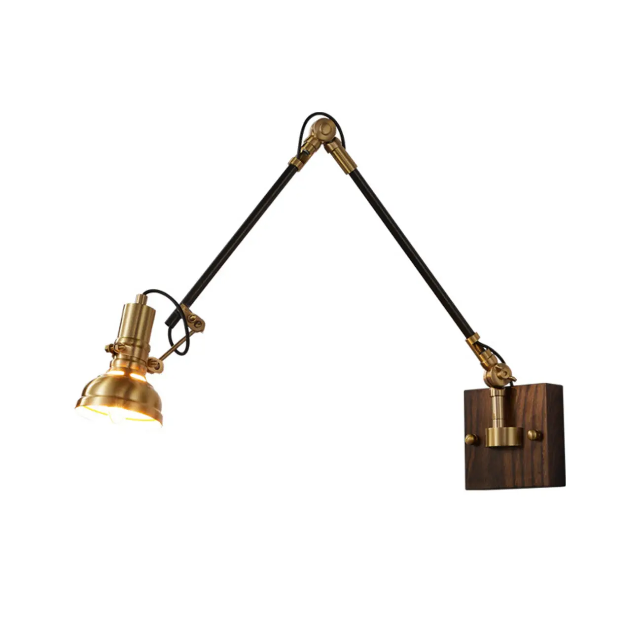 Industrial Amber Swing Arm LED Wall Sconce with Glass Shade