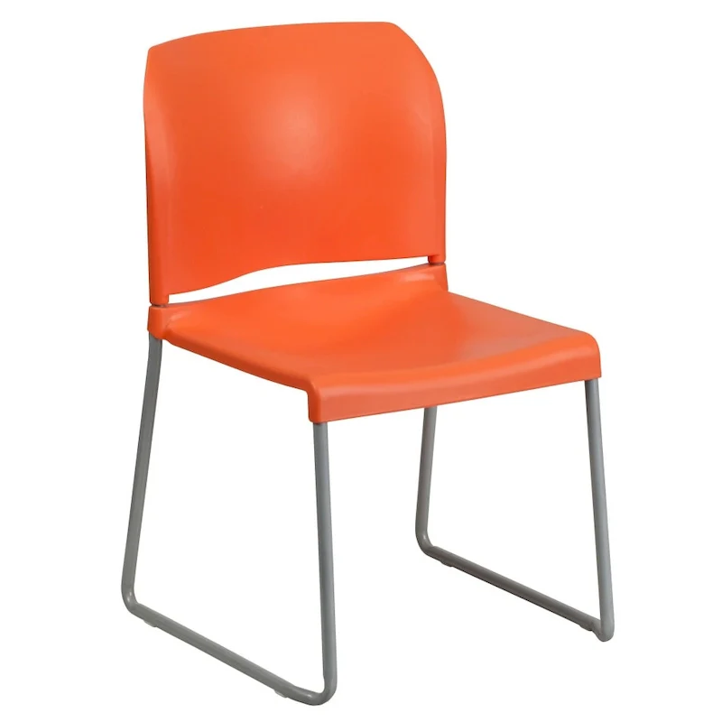 Orange / Black / Burgundy / Navy / Yellow / Gray / Blue / Green Polypropylene Stack Chair with Powder Coated Sled Base – Single