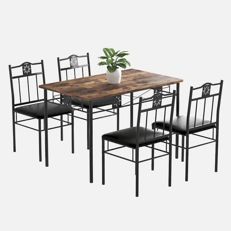 VECELO 3/5-piece Dining Table and Dining Chair Set, Dining Sets Antique Brown