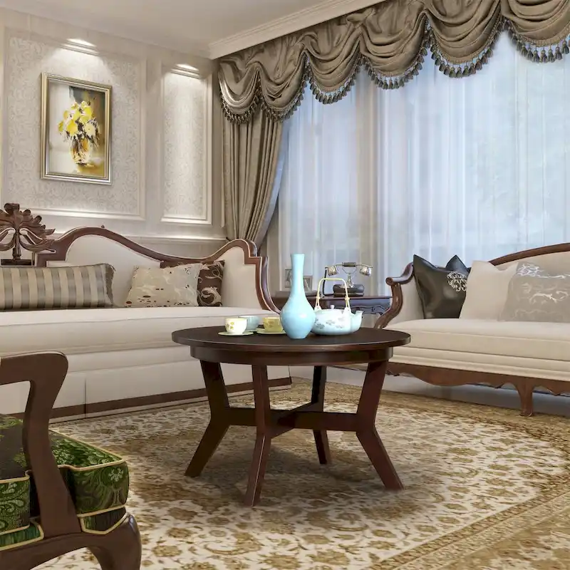 Mid Century Farmhouse Circle Wooden Coffee Tables