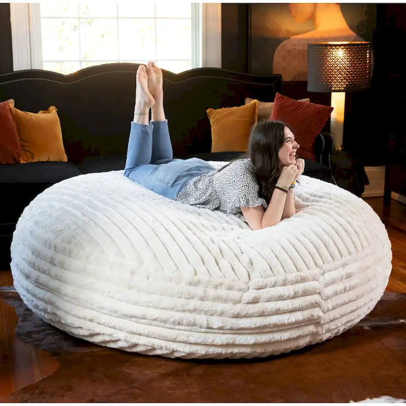 6 Foot Large Bean Bag Chair, Faux Fur