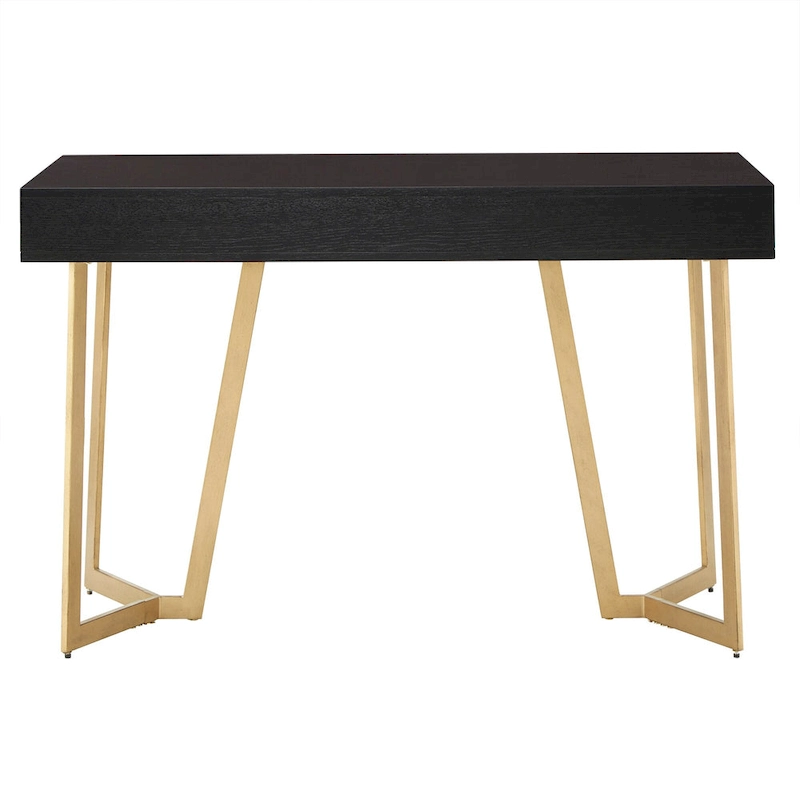 Cheyenne Black Finish Writing Desk with Gold Metal Base by iNSPIRE Q Modern