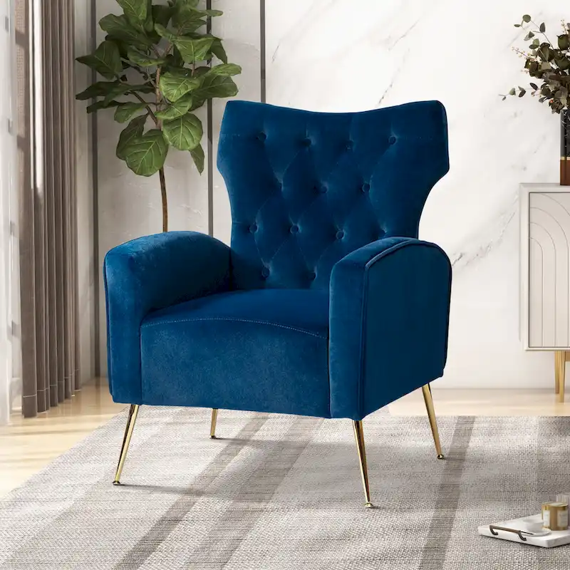 Abadiana Accent Tufted Chair with Metal Base by HULALA HOME