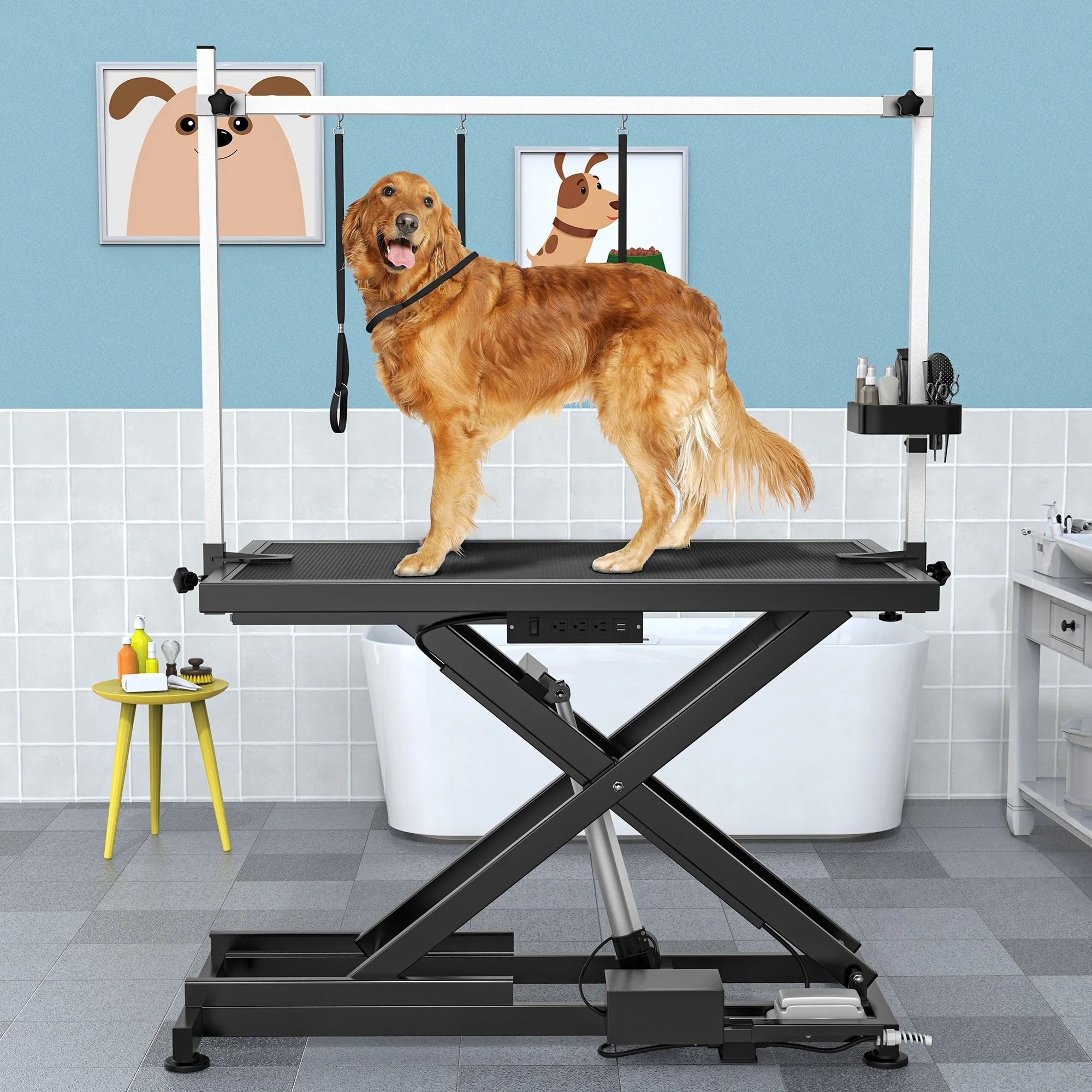 Professional Electric Dog Grooming Table for Large Dogs Heavy Duty Pet Grooming Table w/Aluminum Dog Grooming Arm - 50