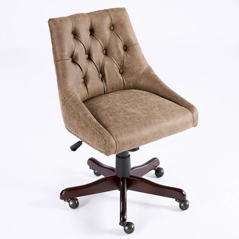 Medieval Retro Style Sheepskin Pattern Fabric Home Office Chair with Lift,Swivel and Recline Functions