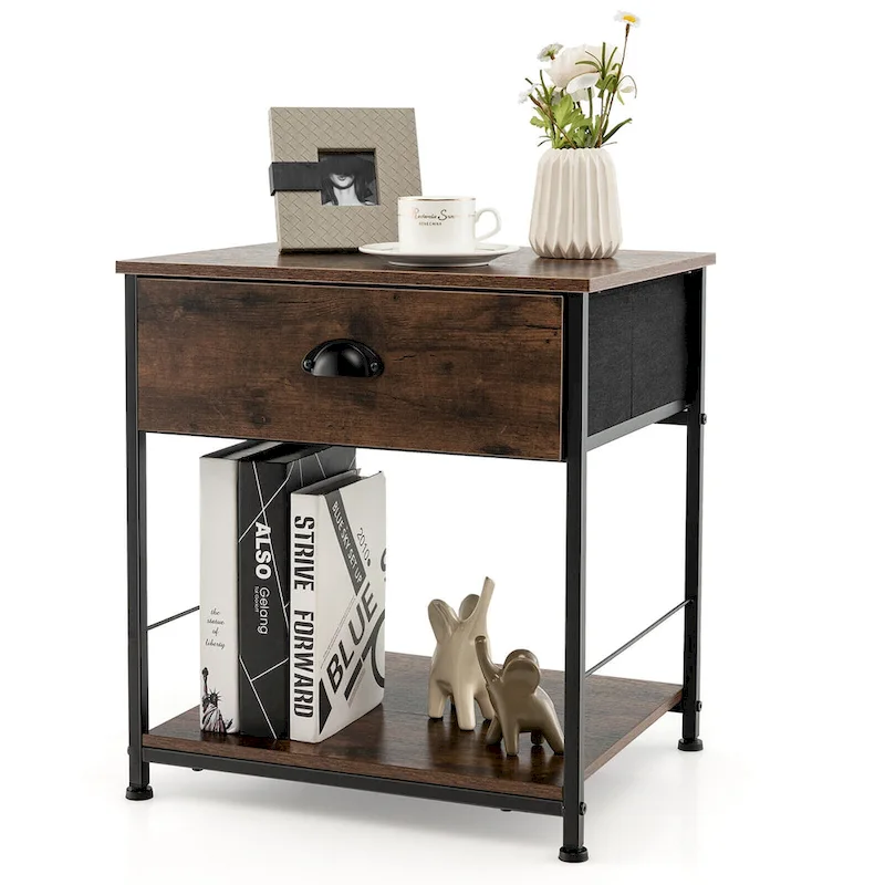 2-tier Nightstand Bedside End Sofa Coffee Table for Bedroom