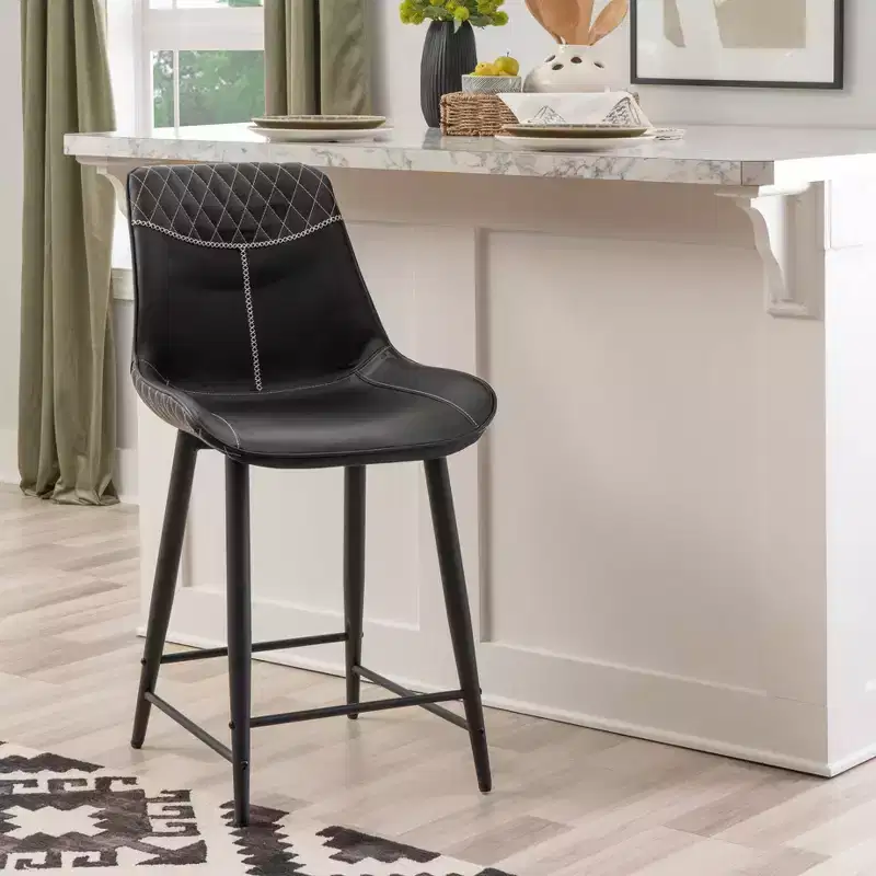 Linon Elder Upholstered Counter Height Barstool Black