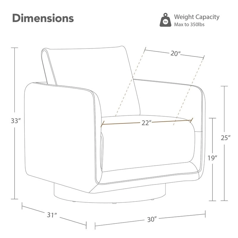 Rebecca Swivel Accent Chair Armchair with Back Cushion