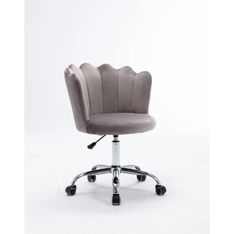 Velvet Upholstered Adjustable Height Swivel Home Office Chair