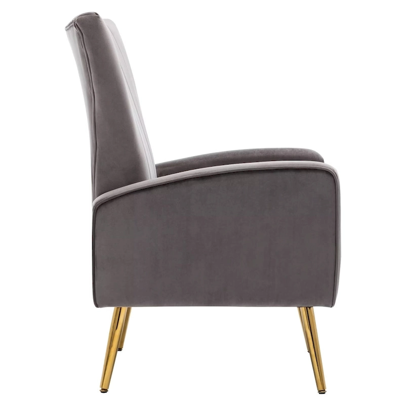Velvet Comfy Accent Chair Cozy Arm Chair with Wingback and Gold Metal Legs