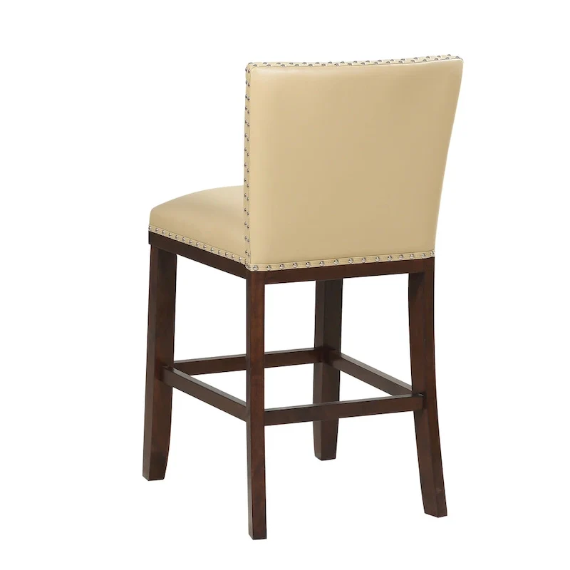Wood and Faux Leather Bar Stool