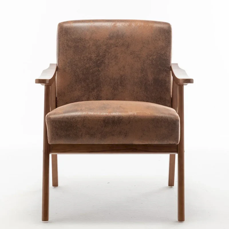Extra-Thick Backrest Accent Chair with Solid Wood Frame
