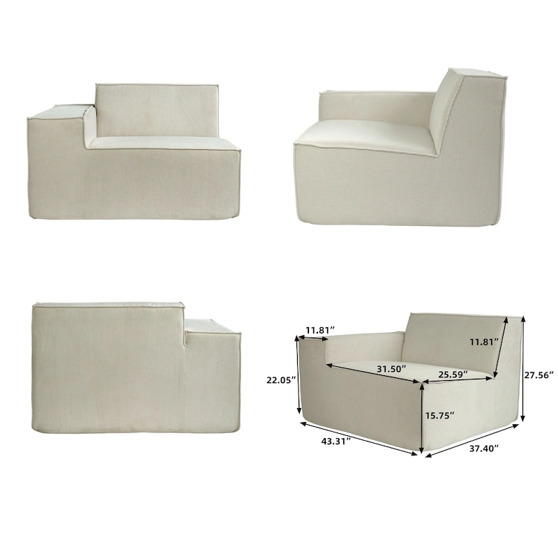 Modern Modular Sectional Sofa with 3 Pillows, Convertible Living Room Couch with Ottomans