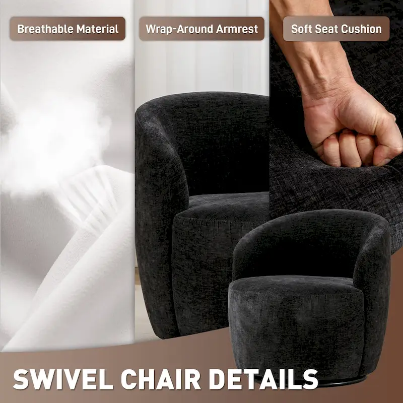 Ouyessir Accent Upholstered Round Velvet 360 Degree Swivel Sofa Chairs