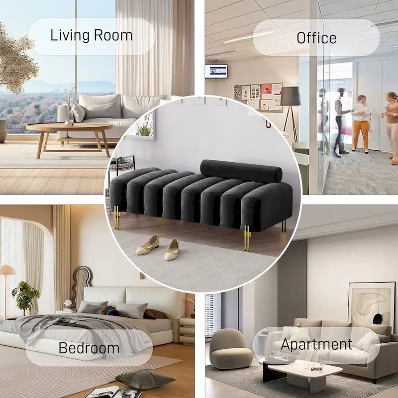 Ouyessir 52.2 Modern Channel Tufted Window Bench with Adjustable Back