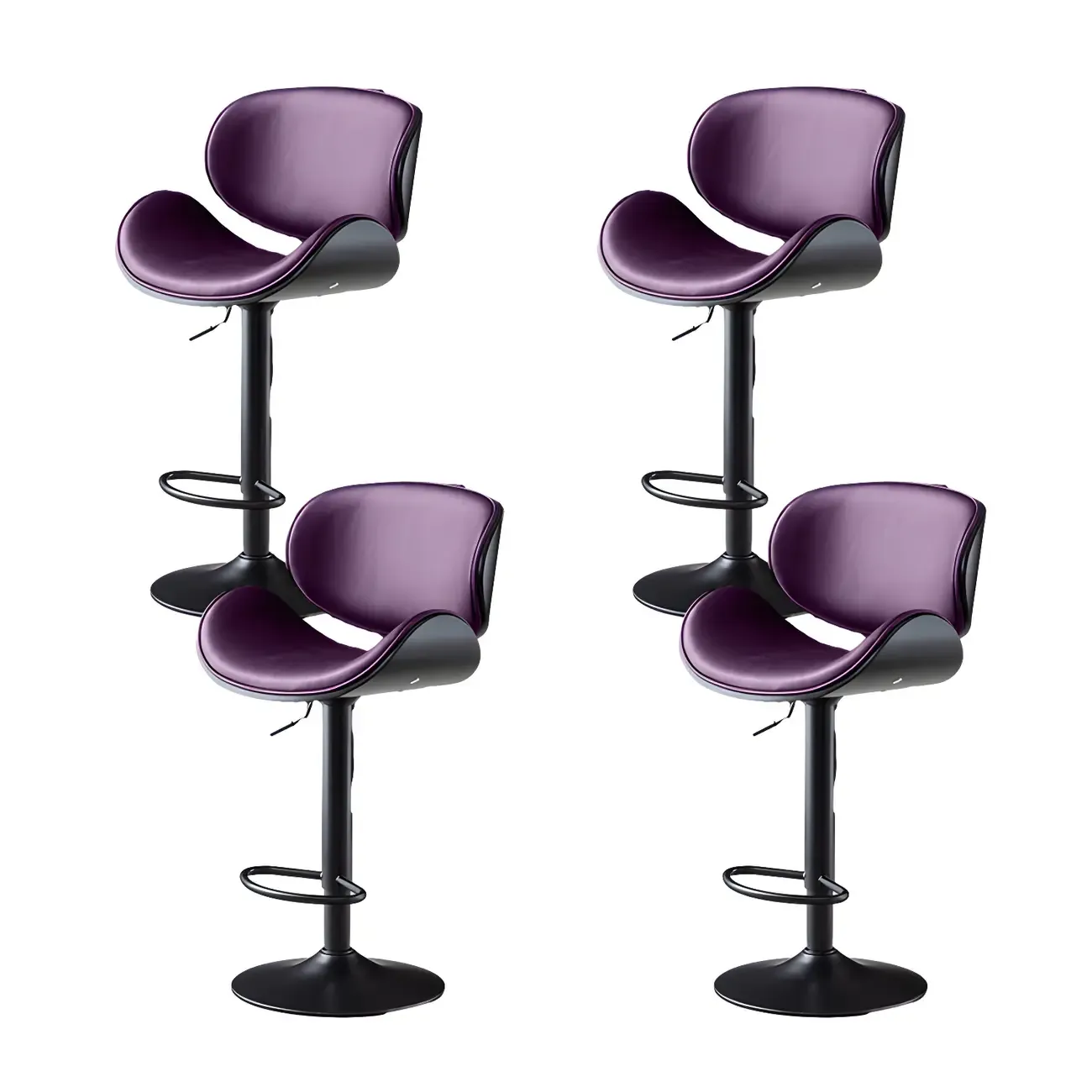 Arched Blackish Green Leather Swivel Adjustable Bar Stool