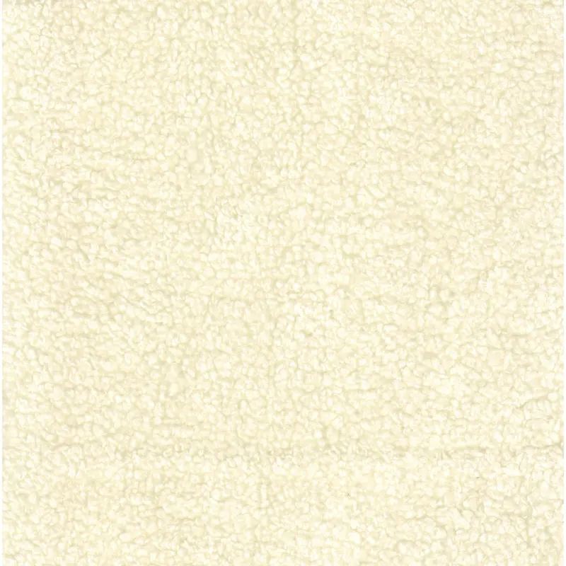 Round Upholstered top Ottoman on metal frame - Cream Faux Sheepskin