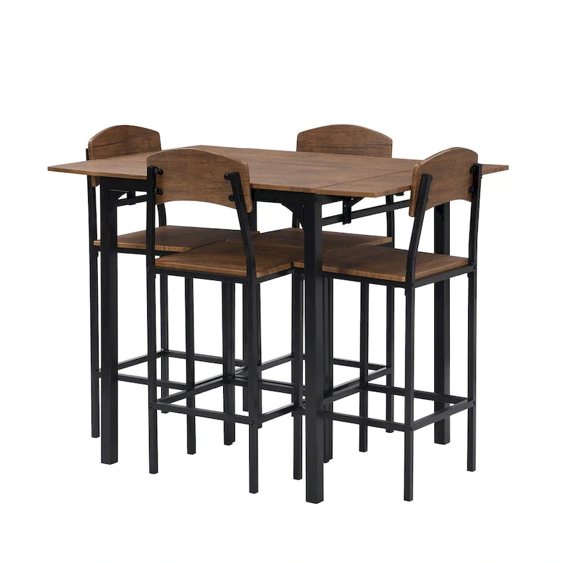 5-Piece Counter Height Dining Set with Drop Leaf Table 39.4