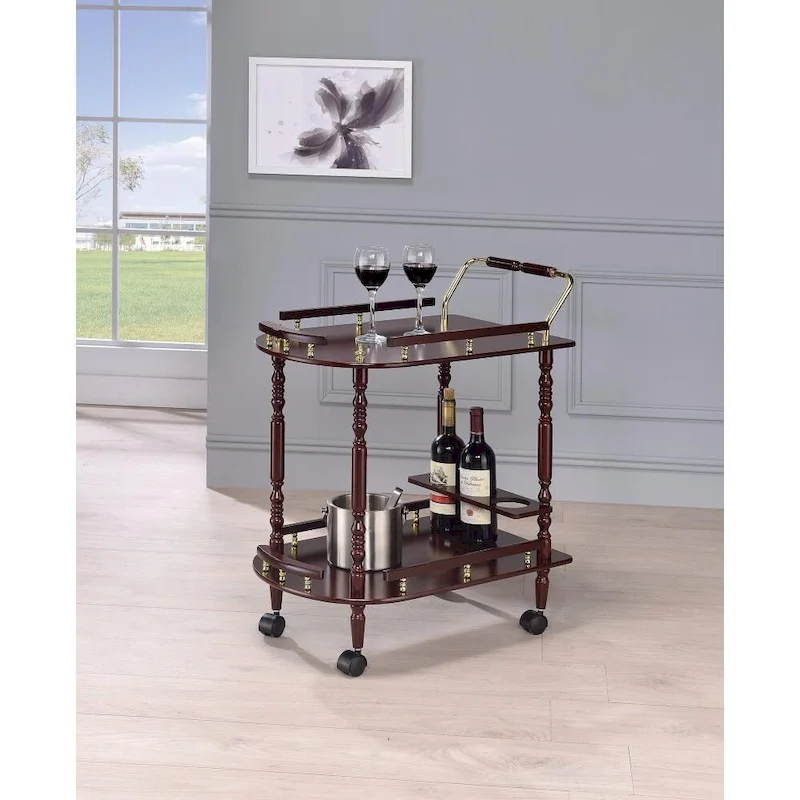 2-Tier Serving Cart, Brown - 31.25 H x 24.75 W x 15.75 L Inches