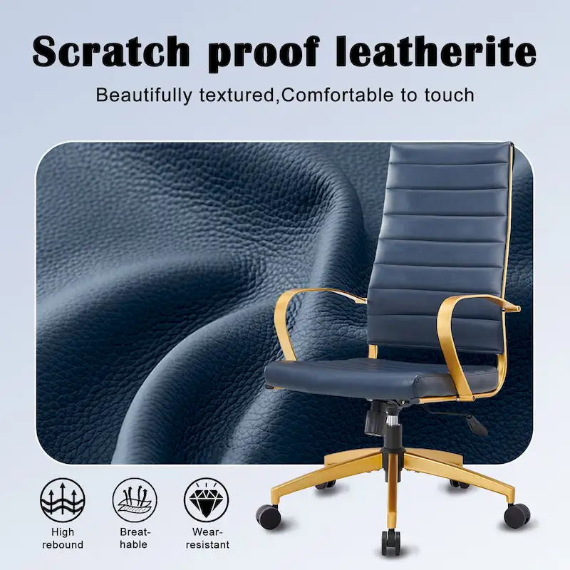 CAROCC Ribbed Computer Office Chair Adjustable Swivel High Back Desk Chair