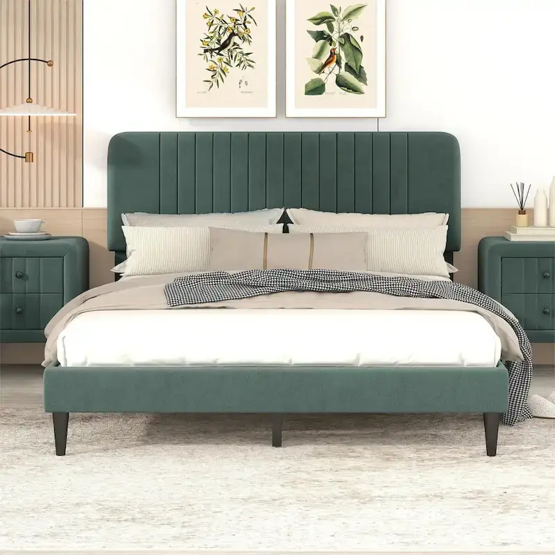 Queen Size Upholstered Platform Bed