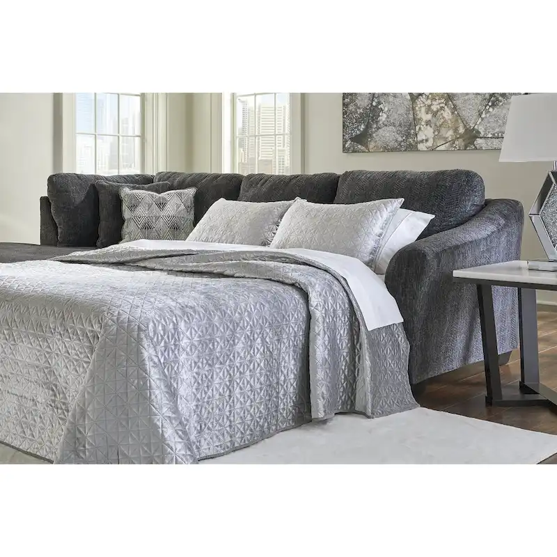 Signature Design by Ashley Biddeford Ebony 2-Piece Sleeper Sectional with Chaise - 120W x 75D x 40H