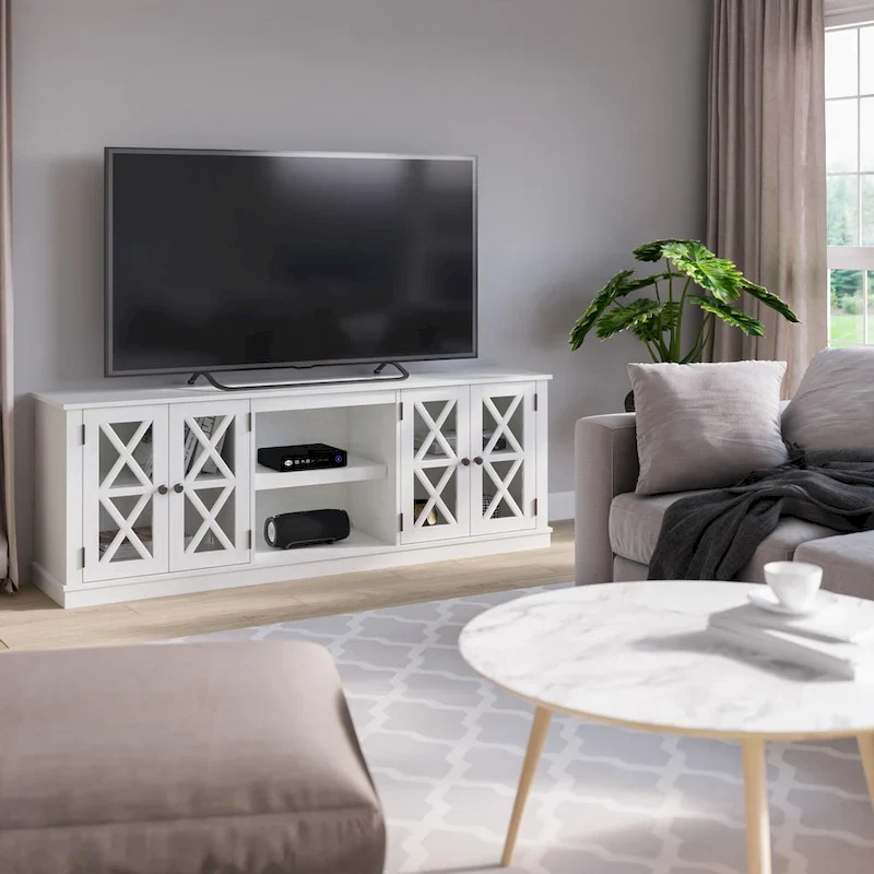 White Barn Door TV Stand for TVs up to 80