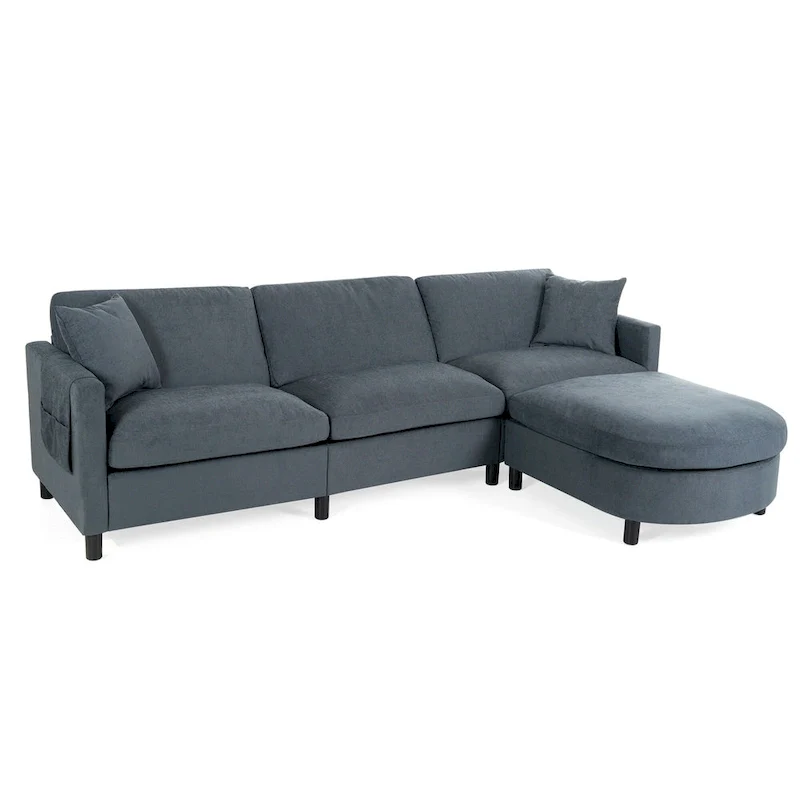 107.87 Removable Cushion 4-Seat Sectional Sofa with Movable Ottoman