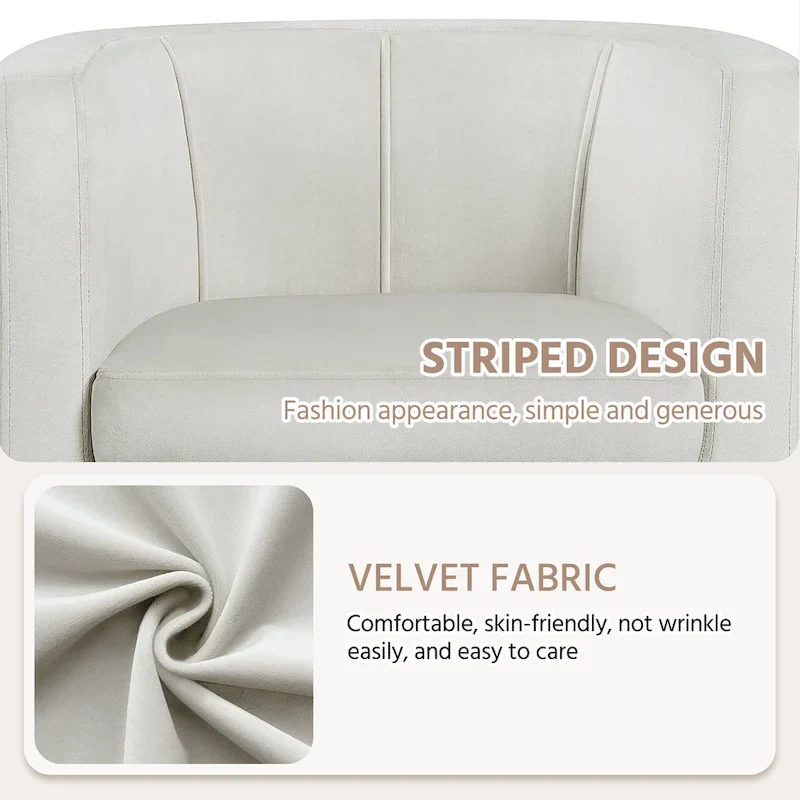 Modern Barrel-shaped Chair Upholstered Velvet Club Chair