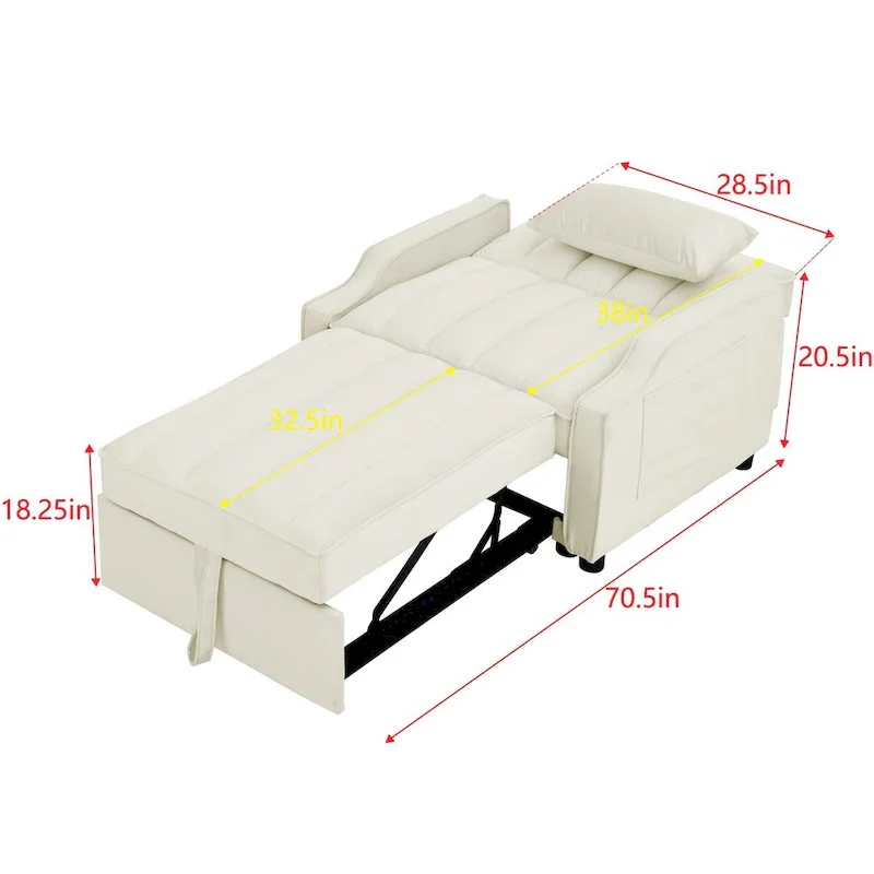 Velvet Pull Out Armchair