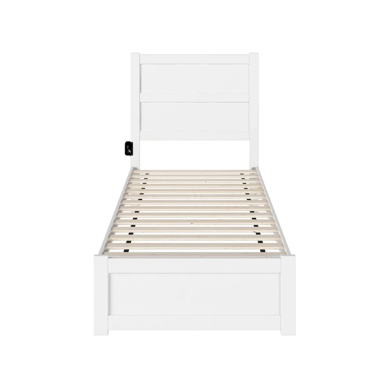NoHo Twin Extra Long Bed with Footboard in White