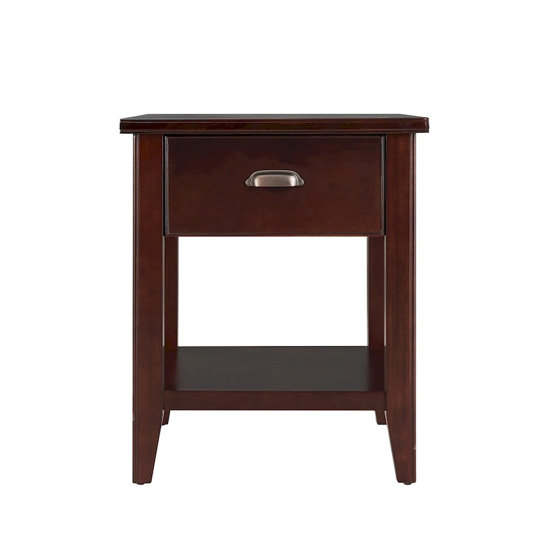 Laurent 20 in. Solid Wood End Table with Shelf and Drawer
