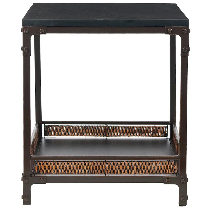SAFAVIEH Jindra Wicker Accent Wood Top End Table - 22 x 22 x 25.2 - 22Wx22Dx25H