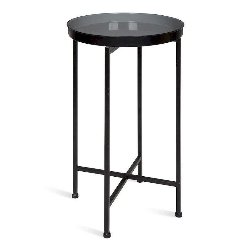 Celia Round Metal Tray/ Foldable Accent Table - 14x14x25.75