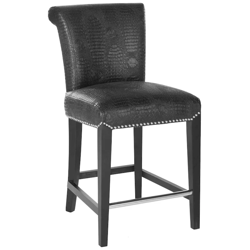 SAFAVIEH Jenelle Black Faux Leather 23-inch Counter Stool - 18.7 W x 23 D x 36.4 H - 19Wx23Dx36H