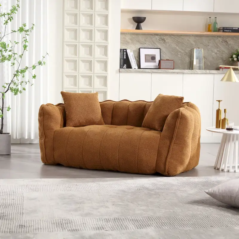 Yellow Modern 65 Chenille Loveseat