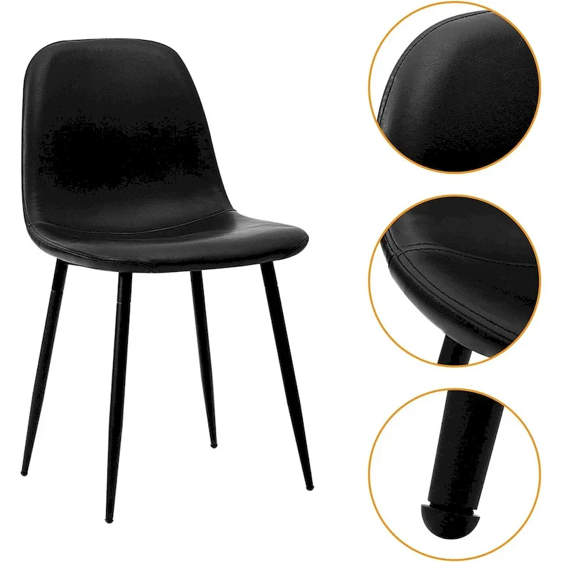Modern Upholstered Dining Chair in Faux Leather