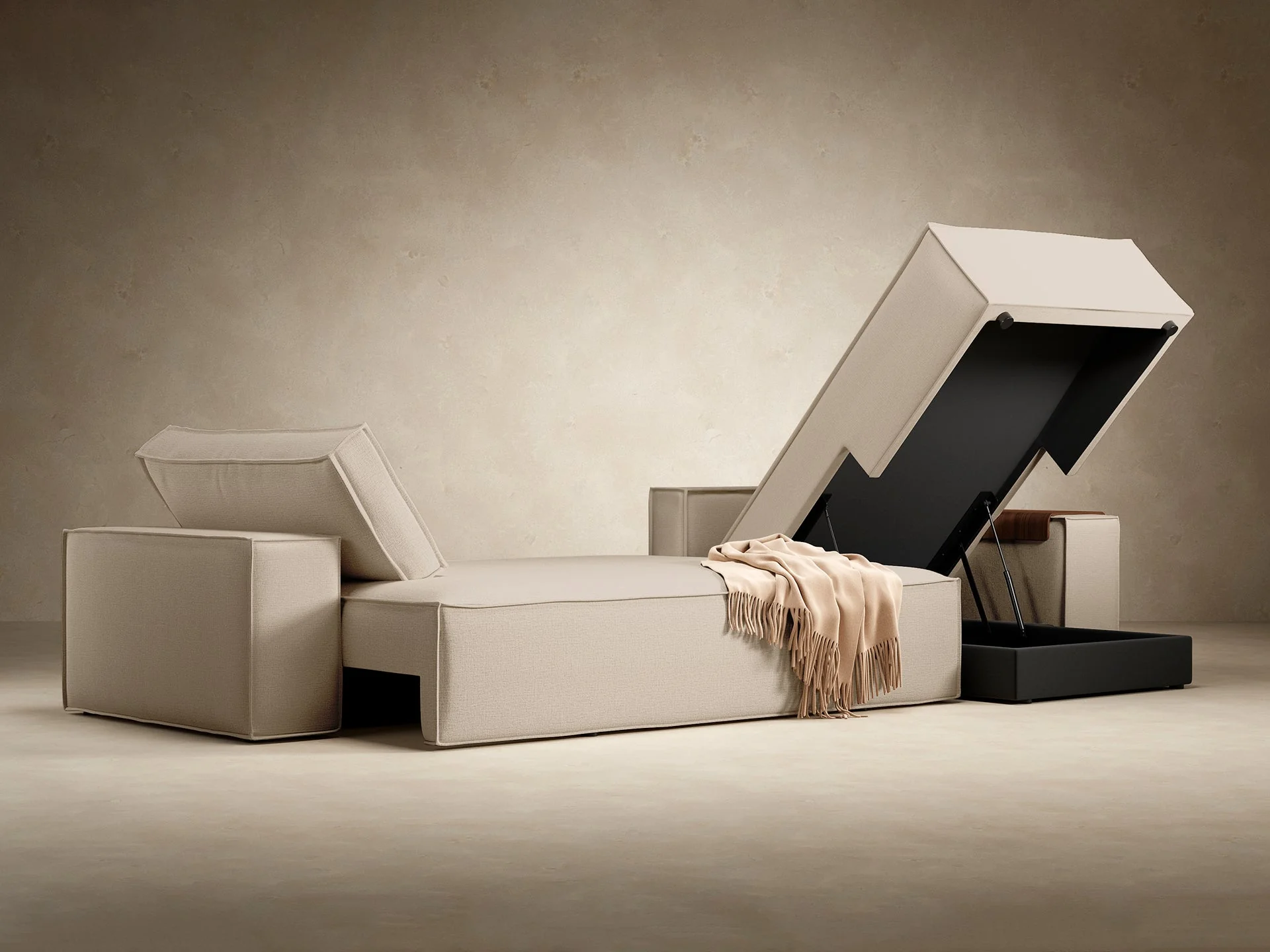 Newilla Wide Arms Sectional Sofa Bed