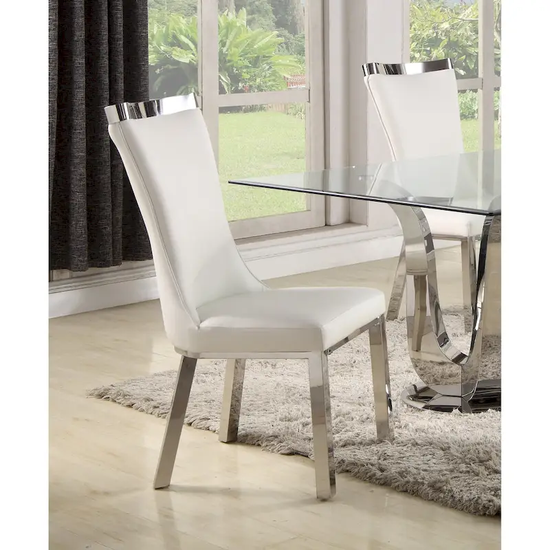 Somette Amelia Curved Back Dining Chair in White, Set of 2 - N/A