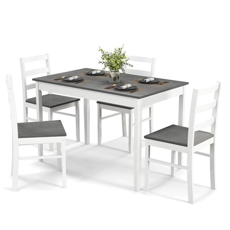 Costway 5-Piece Dining Set Solid Wood Kitchen Furniture with