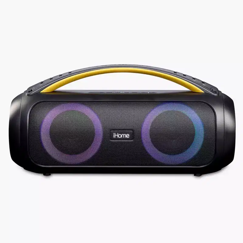 iHome Bluetooth Speaker Boombox with FM Radio, Party Lights and Remote Control  Black (iBT920B)